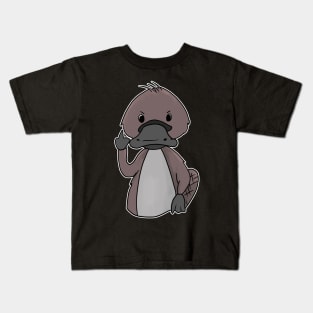 Grumpy Platypus Holding Middle finger funny gift Kids T-Shirt